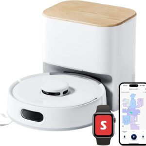 SwitchBot K11 Plus Robot Aspirateur Laveur avec Serpillière - Aspiration 6000 Pa - Vidange Automatique - Cartographie LDS - Design Fin 3,6 cm