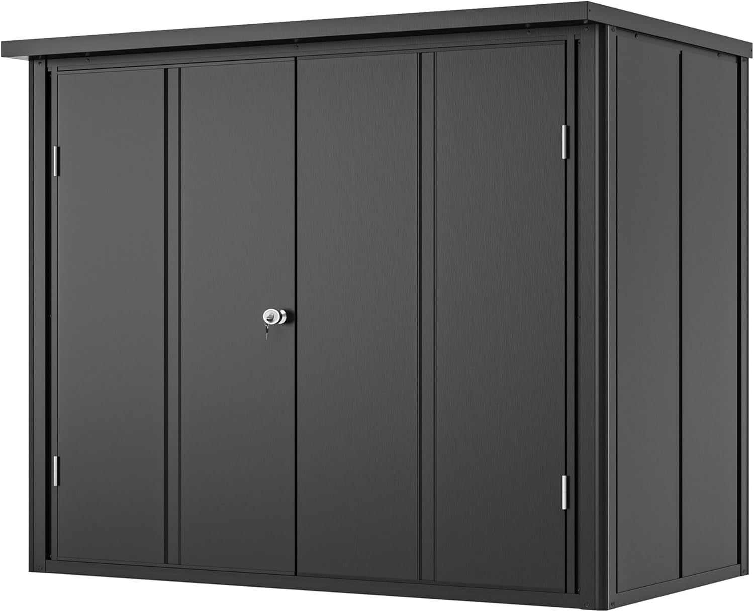 GFP Primeyard Armoire de jardin métal 156x84x131 cm - Abri extérieur anthracite avec plancher inclus - Rangement outils jardin