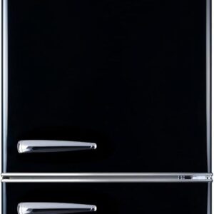 Réfrigérateur combiné vintage GEDTECH GCBV310BL - Capacité totale 310 L - Finition noire - Classe énergétique E pour cuisine