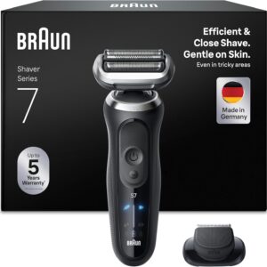Rasoir électrique homme Braun Series 7 72-N1200SI - Étanche avec lames flexibles - Trois modes de rasage - Tondeuse de précision et brosse