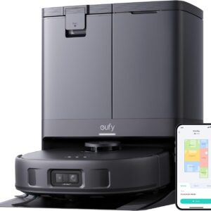 Robot aspirateur laveur eufy X10 Pro Omni noir - Aspiration 8000 Pa et station complète - Lavage séchage automatique autovidage autoremplissage - Contournement des obstacles