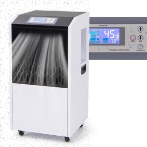 RELAX4LIFE - Déshumidificateur professionnel jusqu'à 118 L par jour - Tuyau de vidange 1 m pour sous-sol entrepôt et restauration - Pour espaces jusqu'à 790 m3 blanc