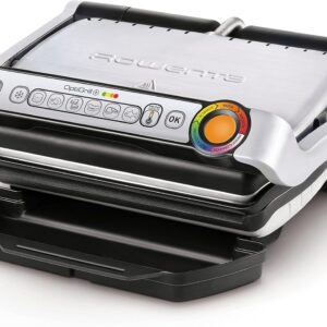Grill viande intelligent Rowenta OptiGrill Plus GR712D - Six programmes automatiques - Cuisson adaptée aux aliments - Barbecue électrique de contact