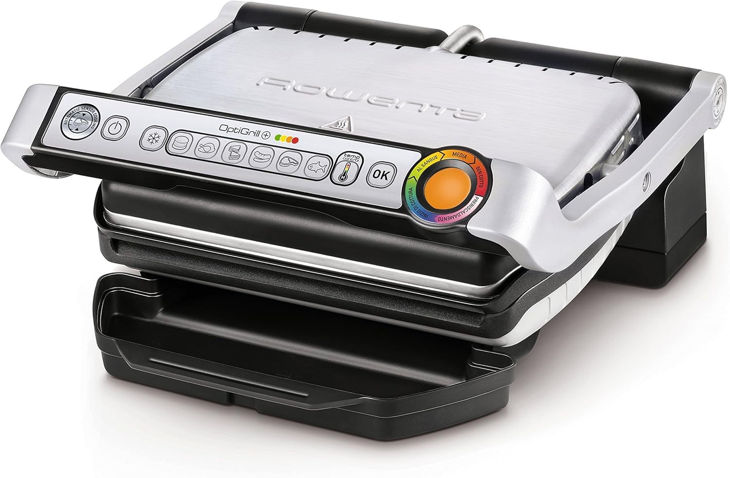 Grill viande intelligent Rowenta OptiGrill Plus GR712D - Six programmes automatiques - Cuisson adaptée aux aliments - Barbecue électrique de contact