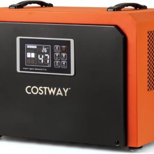 COSTWAY RB32139 - Déshumidificateur professionnel 60 L par jour - Minuterie 24 h dégivrage automatique et tuyau de drainage - Pour chantier et sous-sol jusqu'à 560 m2