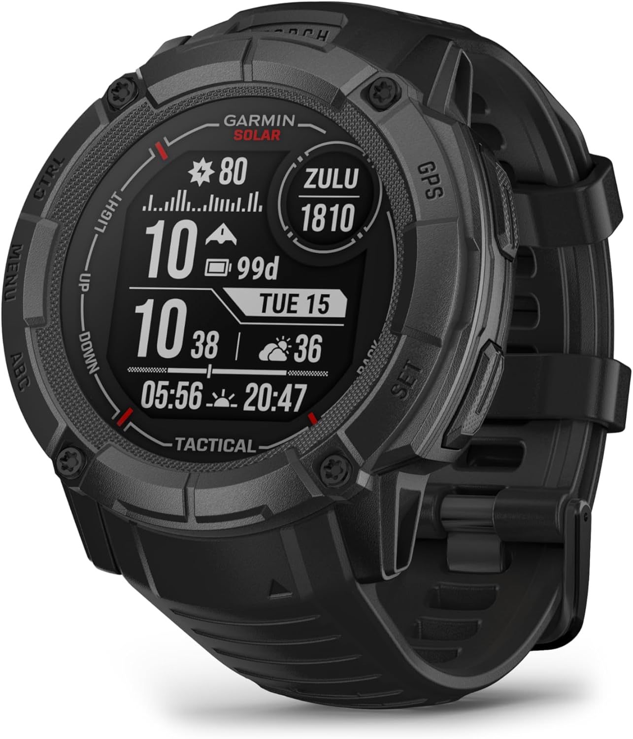 Garmin Instinct 2X Solar Tactical Edition Montre GPS robuste connectée - Boîtier 50 mm noir - Recharge solaire modèle reconditionné