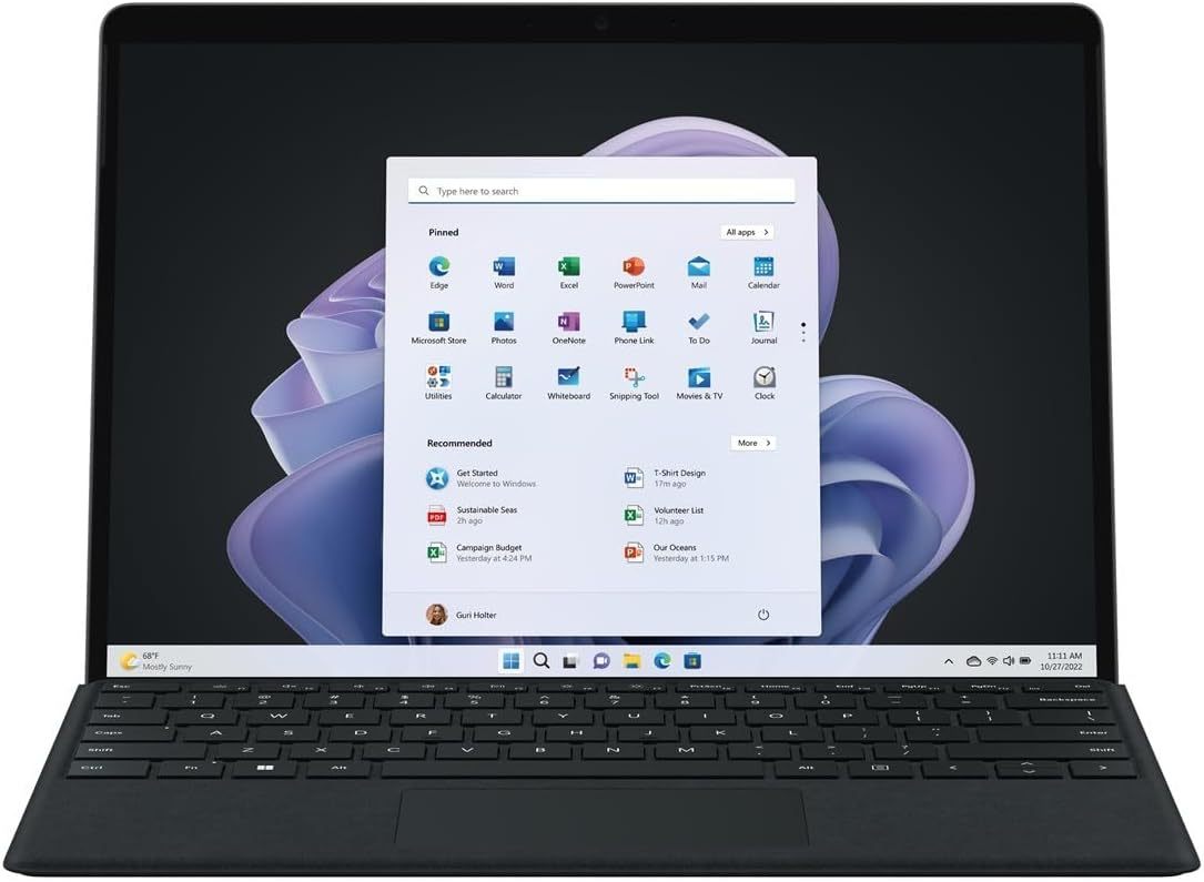 Microsoft Surface Pro 9 Tablette PC 13 pouces Intel Core i5 - 8 Go RAM 256 Go stockage WiFi 6E Windows 11 Pro graphite