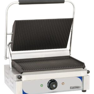 Grill panini Casselin CGPRR - Plaque supérieure rainurée - Plaque inférieure rainurée - Appareil professionnel pour paninis et sandwichs chauds