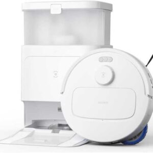 Robot aspirateur laveur ECOVACS N30 Pro Omni blanc - Aspiration 10000 Pa et ZeroTangle 2.0 - Lavage eau chaude 60 degrés C avec TruEdge adaptatif - Station Omni tout en un