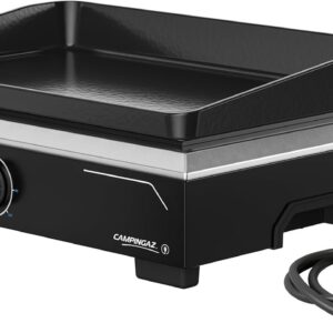 Campingaz Plancha Electric 1 XD - Barbecue électrique intérieur extérieur avec housse - Plancha Teppanyaki portable 2500 W fonte antiadhésive