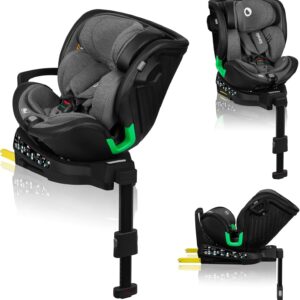 Siège auto Lionelo Harmony i-Size Grey Graphite - De 40 à 150 cm avec rotation 360 degrés - ISOFIX et pied stabilisateur - Appuie-tête dossier réglables insert Dri-Seat