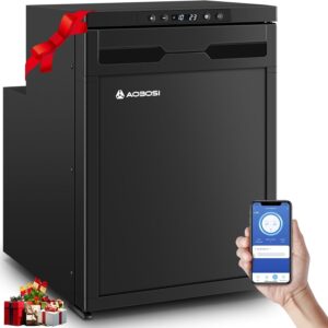 Glacière électrique AAOBOSI à compression - Capacité 45 L et contrôle par application - Température jusqu'à moins 20 C - Alimentation 12 V 24 V avec LED