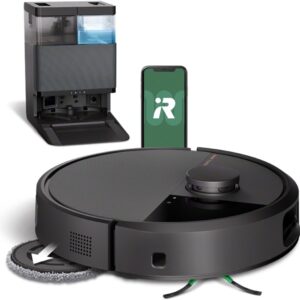 Robot aspirateur laveur iRobot Roomba Plus 505 Combo - Base AutoWash multifonction - PrecisionVision IA et LiDAR Clearview Pro - Autovidage 75 jours séchage chaud noir