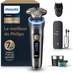 Philips i9000 Prestige Ultra Rasoir électrique homme étanche - Technologie SkinIQ Pro et système Triple Lift and Cut - Lames NanoTech rotatives 360 degrés XP9402/46