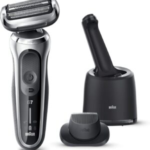 Rasoir électrique homme Braun Series 7 70-S7200cc - Rasoir à grille sans fil argenté - Tondeuse de précision - Centre SmartCare Wet and Dry