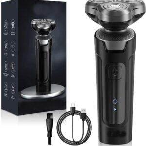 Rasoir électrique rotatif SYJYM pour homme - Rechargeable et portable - Tondeuse à barbe - Format compact pour voyage et cadeau