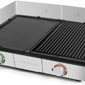riviera&bar Plancha Grill professionnelle Bi-Zone - Surface de cuisson 1910 cm² thermostats indépendants - Plaques inclinées évacuation des graisses inox