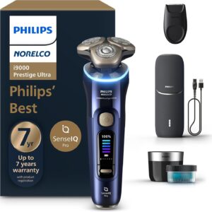 Rasoir électrique Philips Norelco i9000 Prestige Ultra - SkinIQ Pro et Triple Lift and Cut - Lames NanoTech 360 - Rasage humide et sec Adriatic