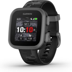 Garmin Bounce Montre intelligente enfant avec GPS - Messages vocaux et texte bidirectionnels - Suivi localisation camouflage noir