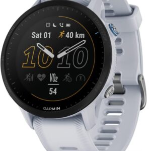 Montre de sport Garmin Forerunner 955 - Modèle blanc - Conception adaptée aux entraînements - Montre connectée pour utilisation quotidienne