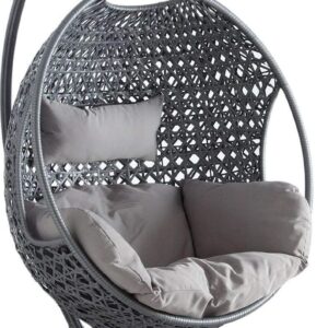 AUBRY GASPARD Fauteuil œuf suspendu Camelia - Chaise suspendue sur pied en polyrésine - Siège œuf intérieur extérieur