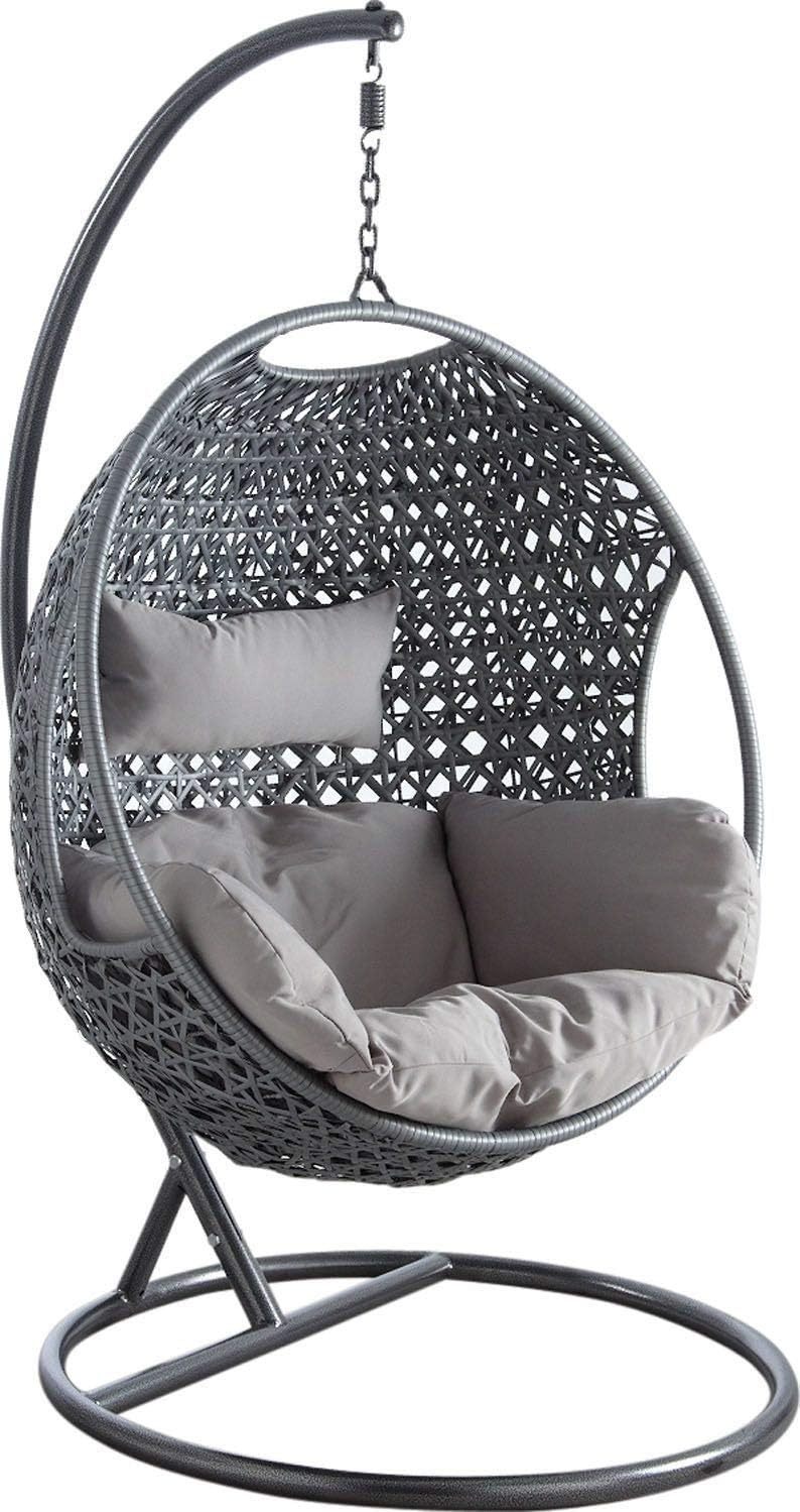 AUBRY GASPARD Fauteuil œuf suspendu Camelia - Chaise suspendue sur pied en polyrésine - Siège œuf intérieur extérieur