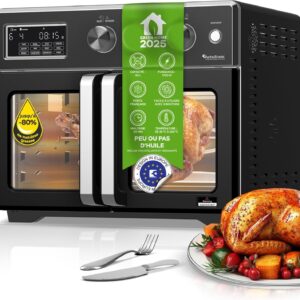 Mini four TurboTronic XXL - Capacité 32 L et quatre fonctions - Tournebroche avec déshydrateur dès 25 C - Plaque de cuisson et grill