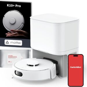 Robot aspirateur SwitchBot K10 Plus Pro - Vidage automatique jusqu'à 90 jours - Format mini silencieux à forte aspiration - WiFi 2,4 GHz Alexa Siri