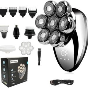 Rasoir électrique homme 5 en 1 7D avec cinq lames et têtes flottantes - Appareil rechargeable étanche pour barbe - Rasage multifonction