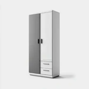 Armoire 2 portes MDF 80x50x180 cm - gris-blanc - design moderne