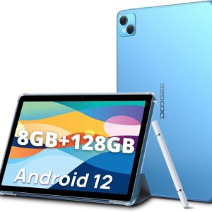 DOOGEE T10 Tablette tactile Android 12 10,1 pouces - 15 Go RAM 128 Go stockage extensible 1 To - Double 4G LTE SIM WiFi GPS Bluetooth 5 Type C bleu