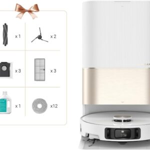 Dreame X40 Ultra Complete Robot Aspirateur Laveur - Aspiration 12000 Pa - Serpillière Relevable et Amovible - Lavage Eau Chaude 70°C - Brosses Relevables