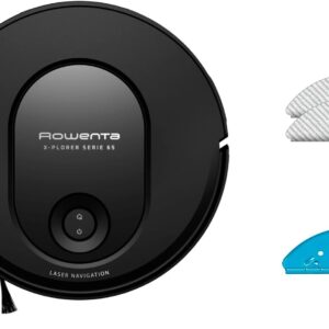 Robot aspirateur laveur Rowenta X-Plorer Série 65 - Navigation laser et nettoyage méthodique - Design ultrafin - Modèle RR8L65WH noir