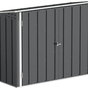 Abri à vélos Duramax anthracite - Pour deux vélos dimensions 203 x 101 x 146 cm - Construction métallique - Doubles portes larges verrouillables