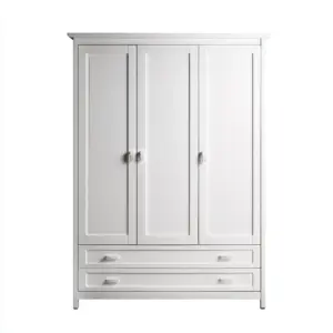 Armoire 3 portes bois 150x60x200 cm - blanc - style classique