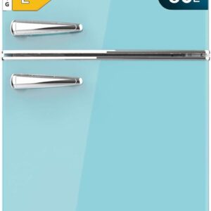 Cecotec Mini réfrigérateur 2 portes rétro Bolero CoolMarket 2D Origin 86 Blue E - 86 L - IceBox No Frost LED poignée chromée bleu