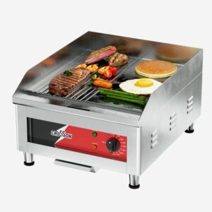 Plancha électrique professionnelle CROSSON 2500 W - Plaque en fonte 10 mm antiadhésive - Surface 40 x 40 cm - Pour restaurant snack bar et barbecue