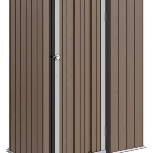 Outsunny Abri de jardin acier galvanisé 1 m² - Cabane rangement outils avec porte verrouillable 142x84x189 cm marron