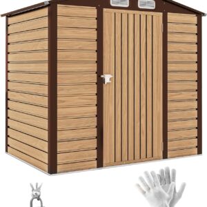 Abri de jardin Outsunny aspect chêne - Surface 2,27 mètres carrés dimensions 190 x 131 x 188 cm - Acier galvanisé - Toit deux pans aérations cadenas