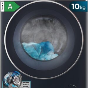 Lave-linge frontal Cecotec Bolero DressCode 10980 Direct Drive - Capacité 10 kg et essorage 1400 tours - Écran FullColor vapeur et UV - Finition bleue