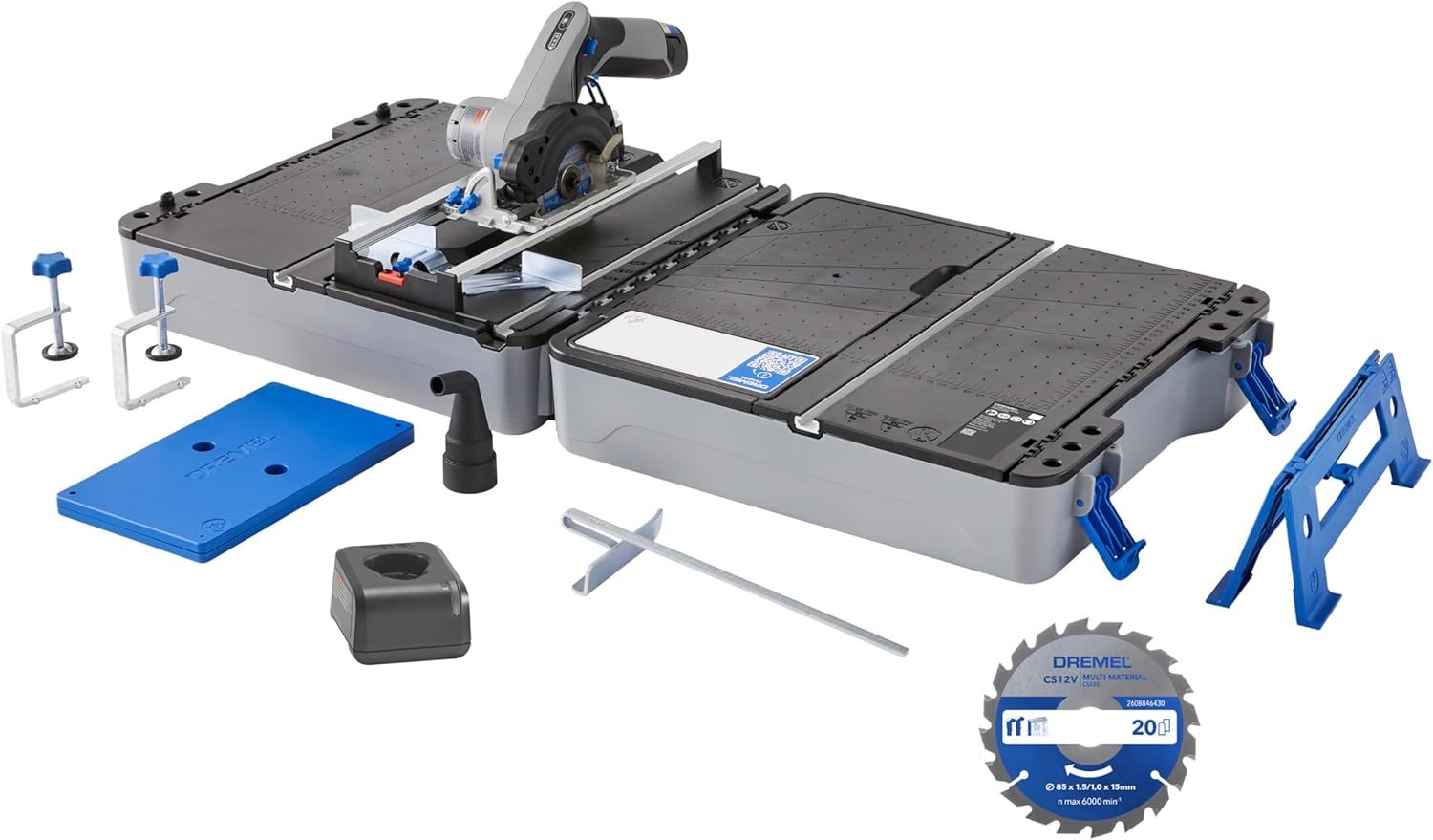 Dremel Blueprint Station de sciage portative 12V avec scie compacte sans fil et accessoires - Kit de découpe multifonction