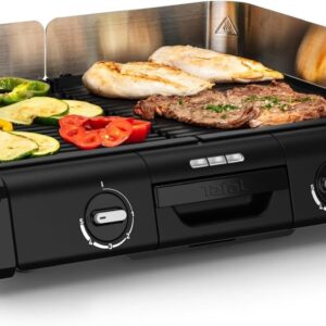 Family Grill - Barbecue électrique intérieur et extérieur - Double surface de cuisson avec deux thermostats indépendants