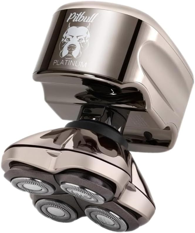 Rasoir électrique crâne Skull Shaver Pitbull Platinum Pro - Sans fil rechargeable Wet and Dry - Forme ergonomique - Socle de rinçage et étui de voyage