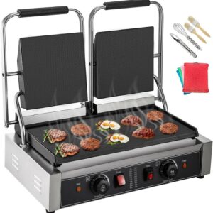 Grill de contact électrique professionnel - Presse à panini avec plaque chauffante antiadhésive double plaque - Grill pour sandwichs steaks et viandes