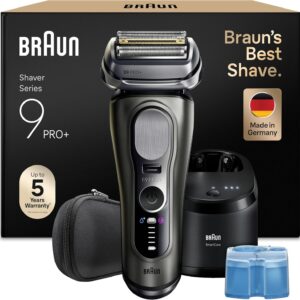 Braun Series 9+ PRO 9665CCE Rasoir électrique homme graphite - Lames ultra fines et tondeuse Pro Trimmer - Étanche avec station de nettoyage