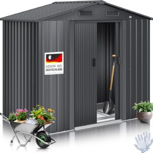 KESSER Abri de jardin métal XL 4,2 m³ - Fondation incluse 182x118x186 cm avec portes coulissantes anthracite