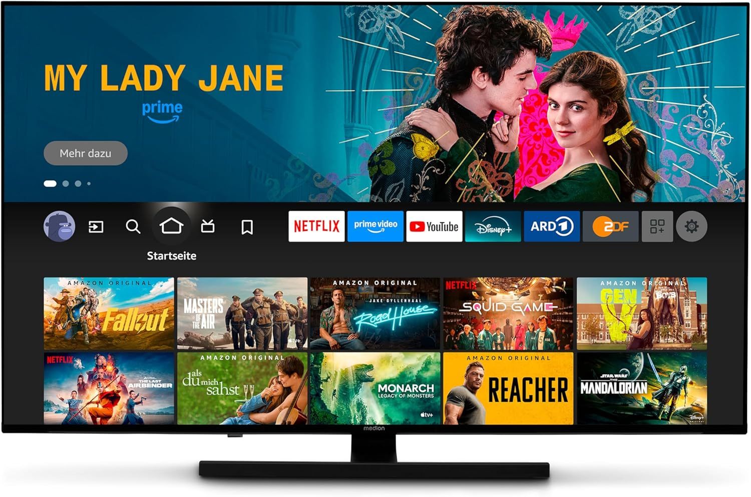 MEDION QLED Smart TV 43 pouces 108 cm - Fire TV - Dolby Vision HDR - Dolby Atmos - Bluetooth - DVB T2 - MD 843800