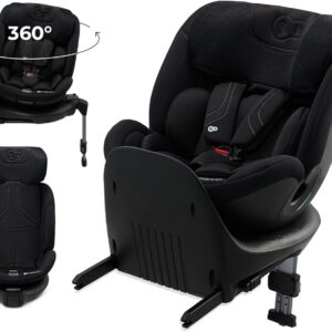 Siège auto Kinderkraft XRIDER2 i-Size noir - De 40 à 125 cm et 0 à 25 kg - Rotation 360 degrés ISOFIX dos et face route - Harnais 5 points protections latérales
