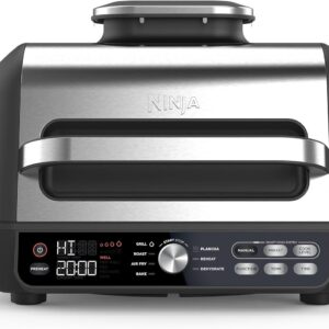 Grill intérieur Ninja Foodi MAX PRO AG651EU - Capacité 3,8 L et sept fonctions - Sonde numérique intégrée - Pièces lavables argent et noir