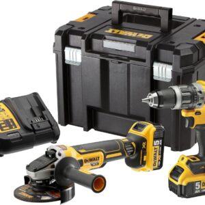 Kit 2 outils DeWalt DCK2080P2T-QW XR 18 V - Perceuse à percussion DCD796 - Meuleuse 125 mm DCG405 - Deux batteries 5 Ah brushless